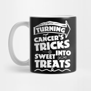 lung cancer awareness white ribbon turning cancer's tricks into sweet treats Mug